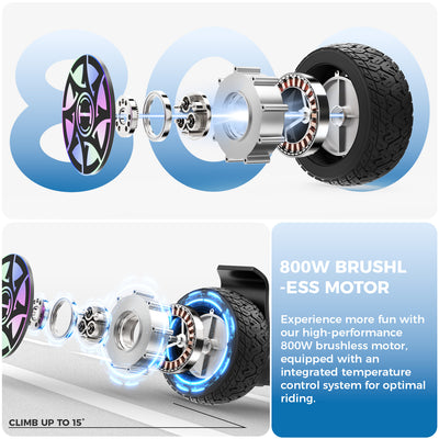 8.5" H8MAX Off Road Hoverboard with Bluetooth Music and LED Lights - Self Balancing System