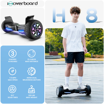 iHoverboard 8.5" H8 Off Road Hoverboard with Bluetooth Music and LED Lights - Self Balancing System