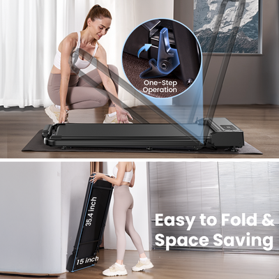 JT51 2-in-1 Folding Treadmill with Handrails