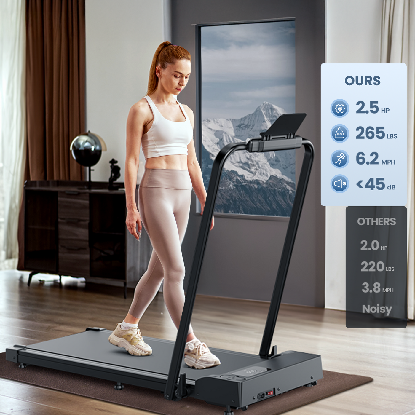 JT51 2-in-1 Folding Treadmill with Handrails