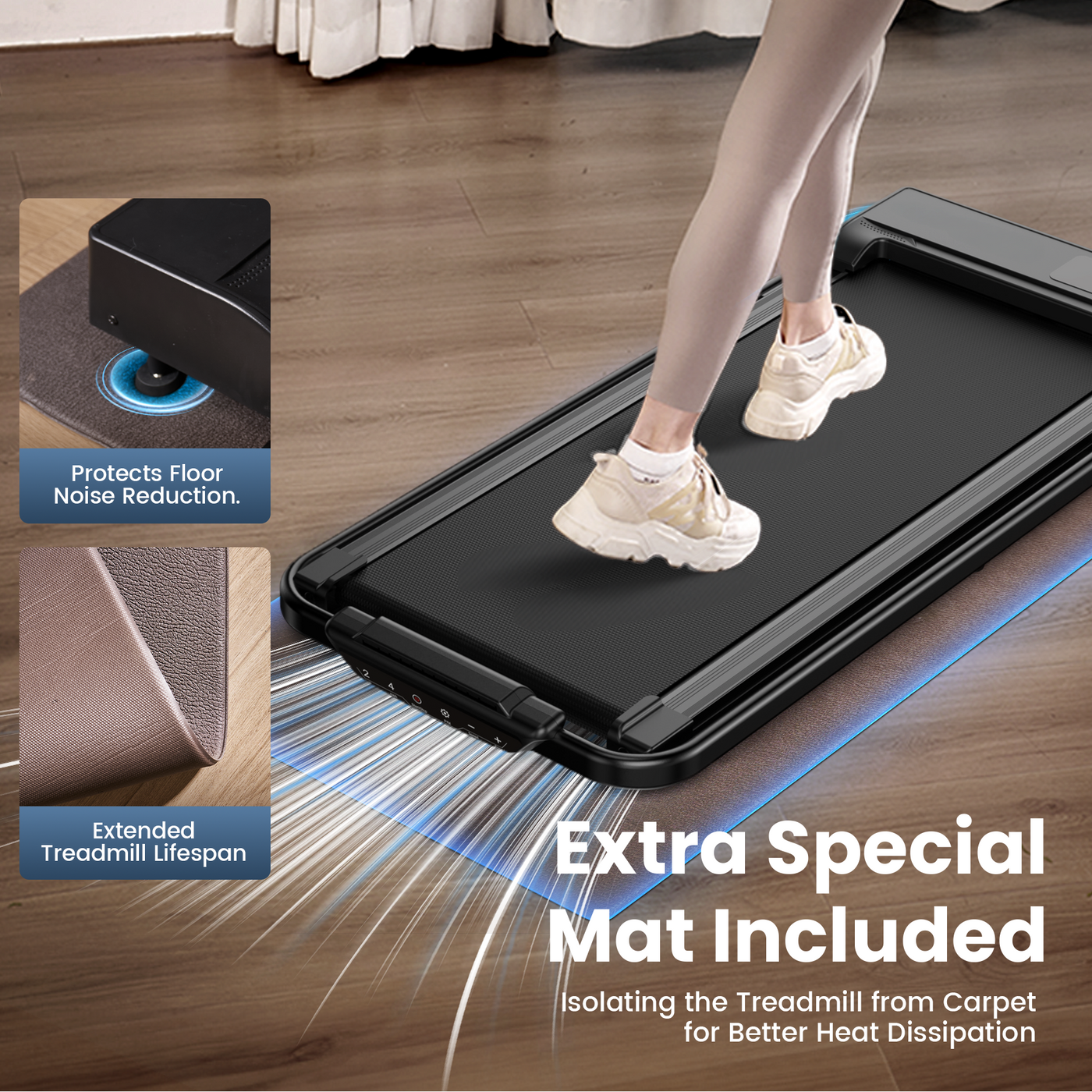 JT51 2-in-1 Folding Treadmill with Handrails