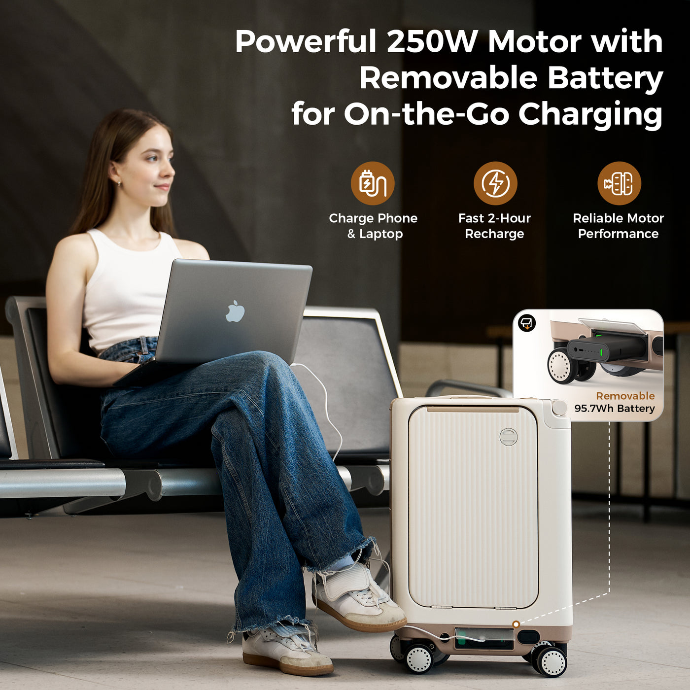 Smart Rideable Suitcase Electric Luggage Scooter For Travel Airline Approved