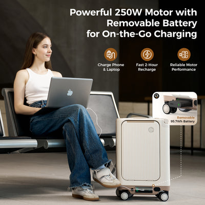 Smart Rideable Suitcase Electric Luggage Scooter For Travel Airline Approved