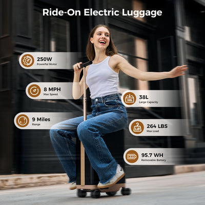Smart Rideable Suitcase Electric Luggage Scooter For Travel Airline Approved