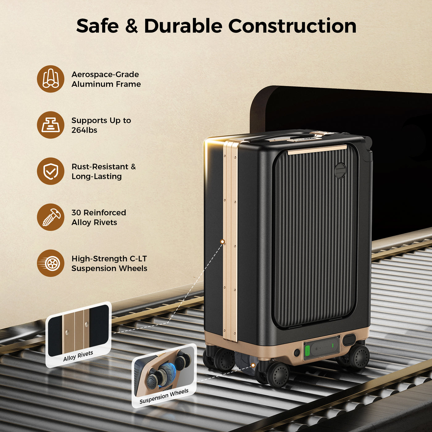 Smart Rideable Suitcase Electric Luggage Scooter For Travel Airline Approved