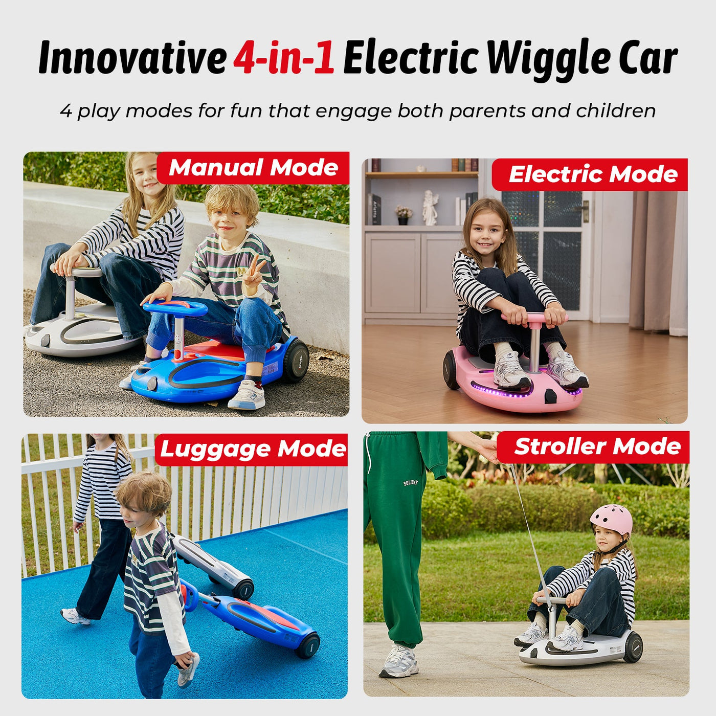 iScooter TC3 4-in-1 Electric Wiggle Car with Bluetooth for Kids