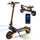 W12 scooter shown in sleek black‑orange design with rugged off‑road tires, bright headlight, and LED deck accents, paired with folded version highlighting portability and smartphone app interface displaying speedometer at 25 km/h, emphasizing smart connectivity, compact storage, and advanced performance.