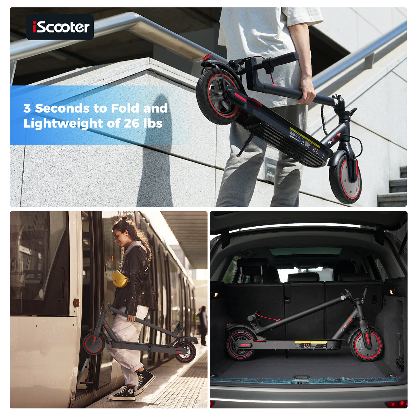 foldable electric scooter inside the car