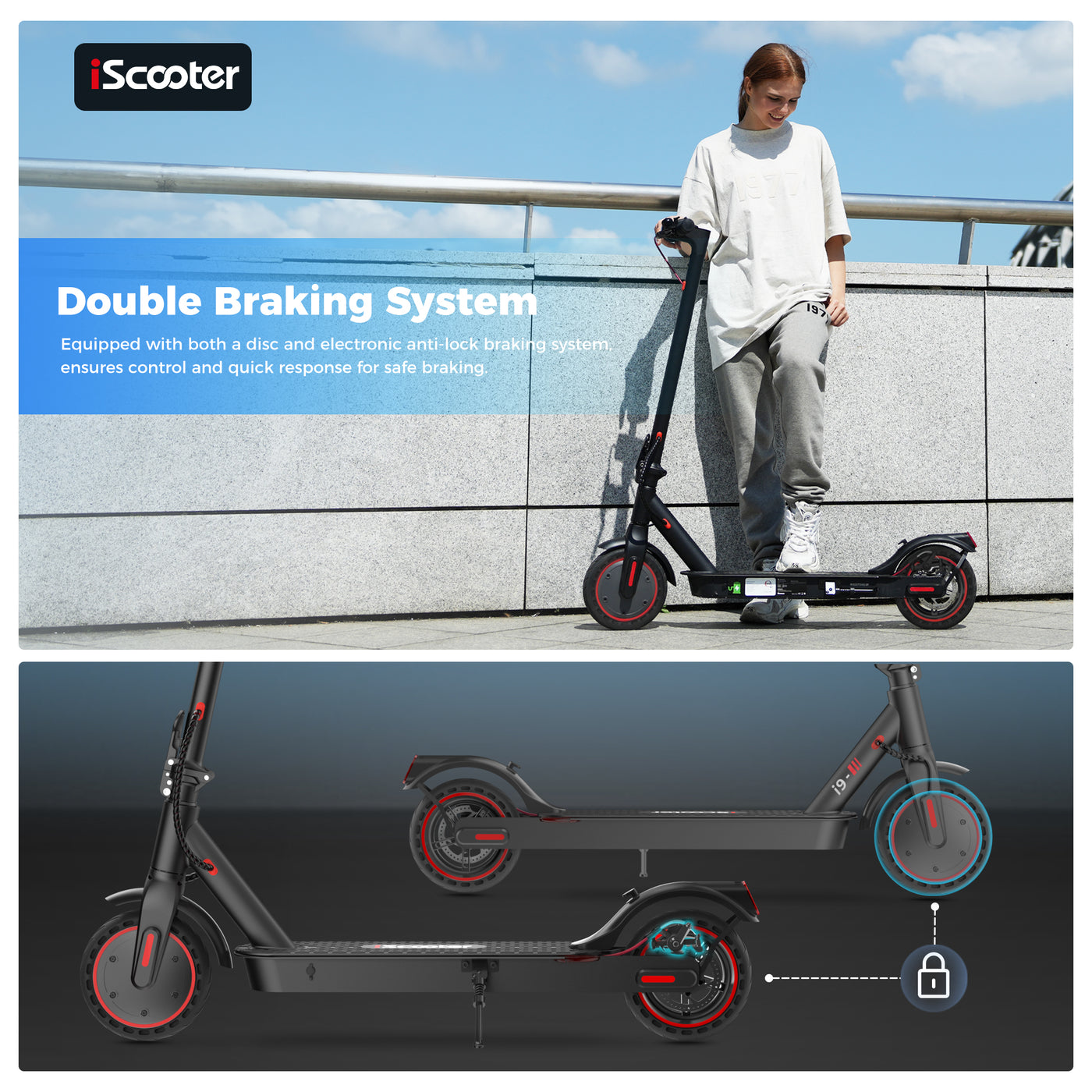 foldable electric scooter with automatic lock