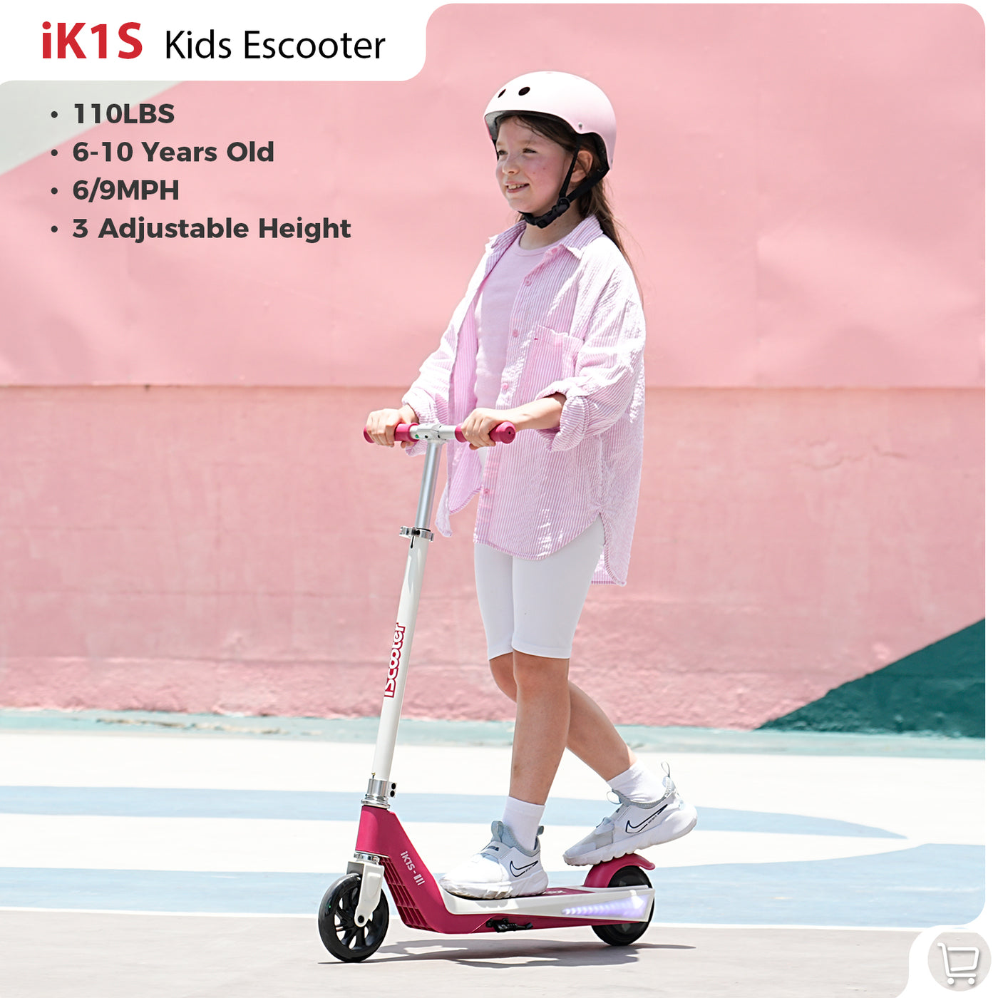 iScooter iK3/iK1S Kids Electric Scooter with Colored Ambient Light