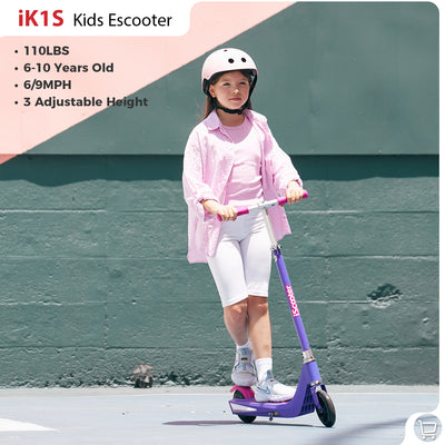 iScooter iK3/iK1S Kids Electric Scooter with Colored Ambient Light