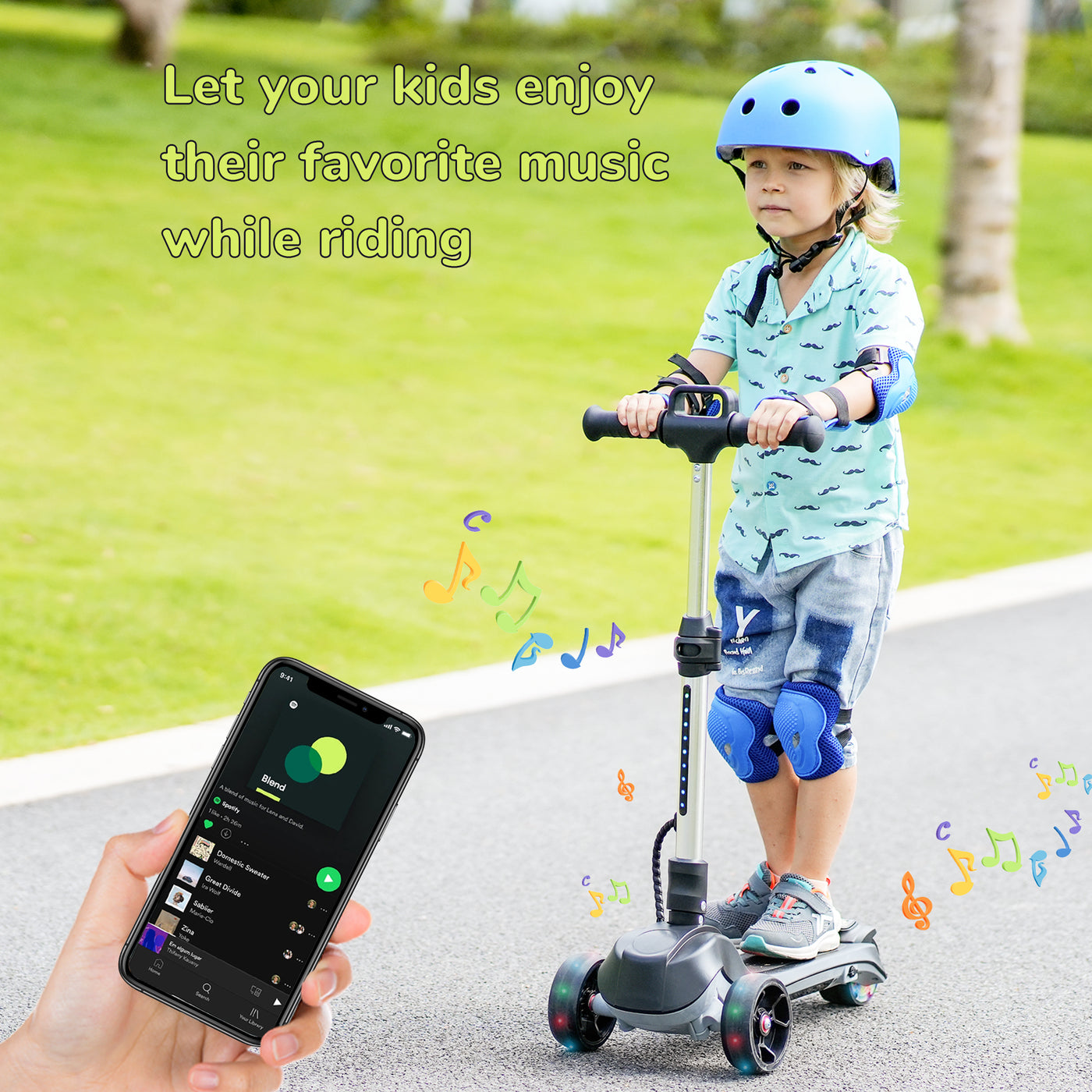 iK2 Height Adjustable Kids Electric Scooter with Flashing Wheel