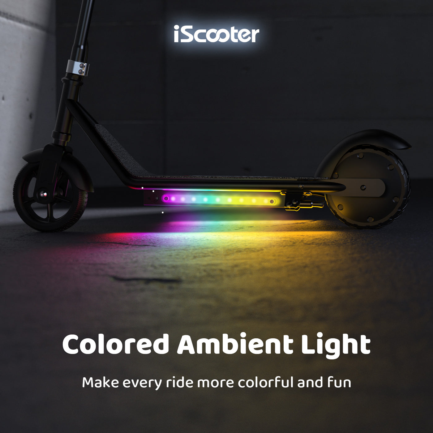 iScooter iK3 Kids Electric Scooter with Colored Ambient Light
