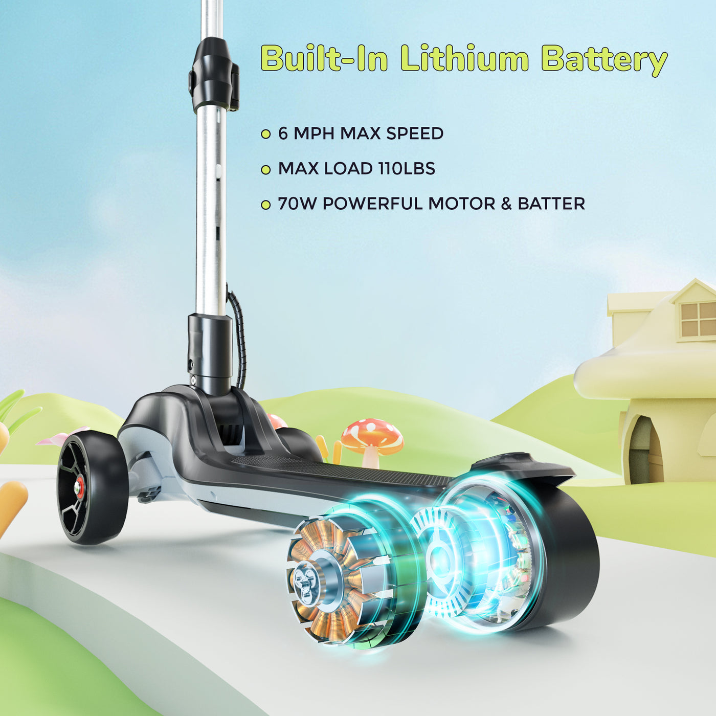 iK2 Height Adjustable Kids Electric Scooter with Flashing Wheel