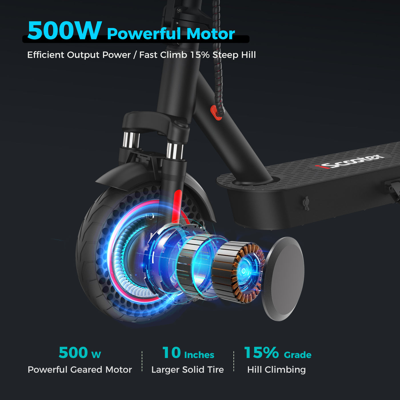 iScooter 500W i9Max Electric Scooter 10" Honeycomb Tires