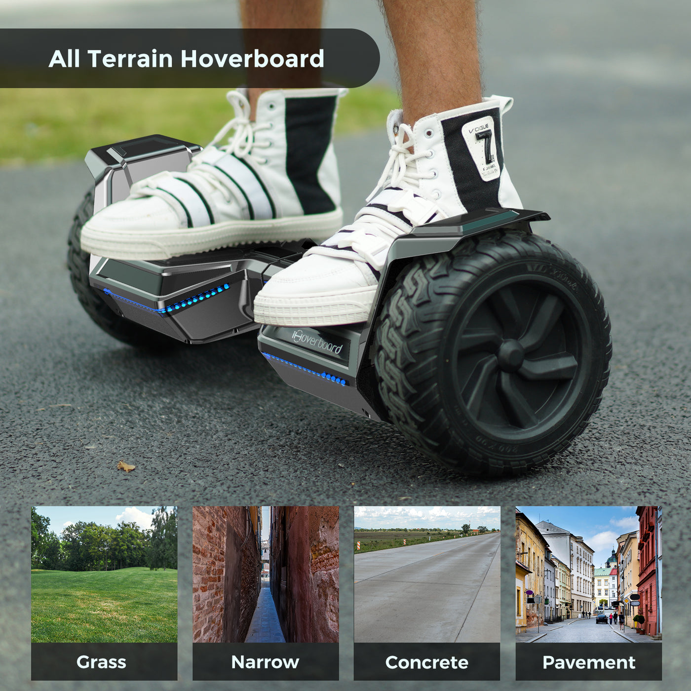 iHoverboard H8 Silver Off Road Hoverboard 8.5"